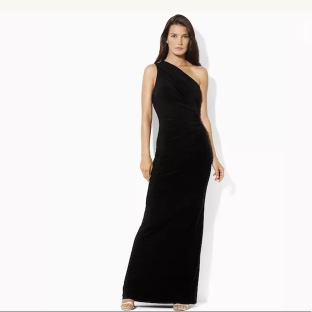 Lauren Ralph Lauren One-Shoulder Evening Gown
